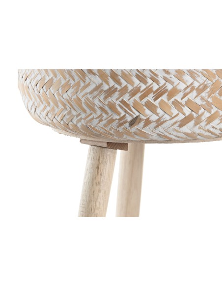 Macetero pie Bambú Decapado Blanco