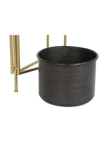 Macetero Triple metal Negro-Oro