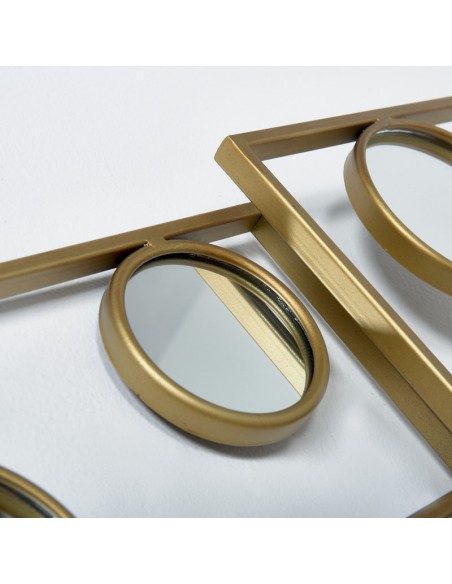 Espejo Cuadrados y Círculos Metal Oro