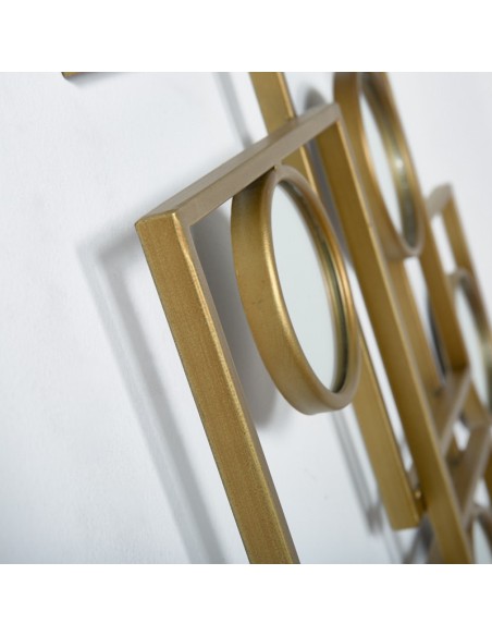 Espejo Cuadrados y Círculos Metal Oro