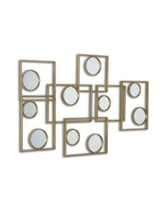 Espejo Cuadrados y Círculos Metal Oro