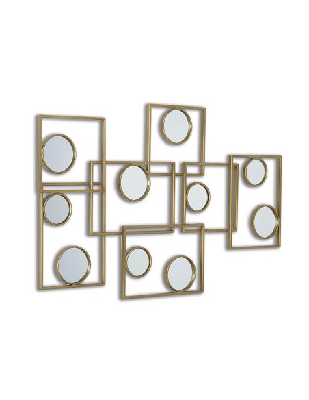 Espejo Cuadrados y Círculos Metal Oro