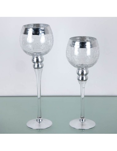 Set 2 copas cristal craquelé Plata