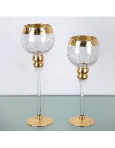 Set 2 copas cristal craquelé oro 2