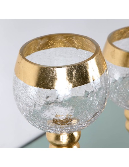 Set 2 copas cristal craquelé oro
