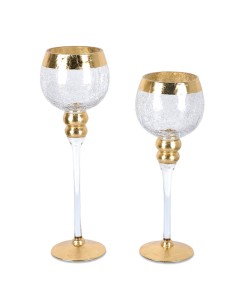 Set 2 copas cristal craquelé oro