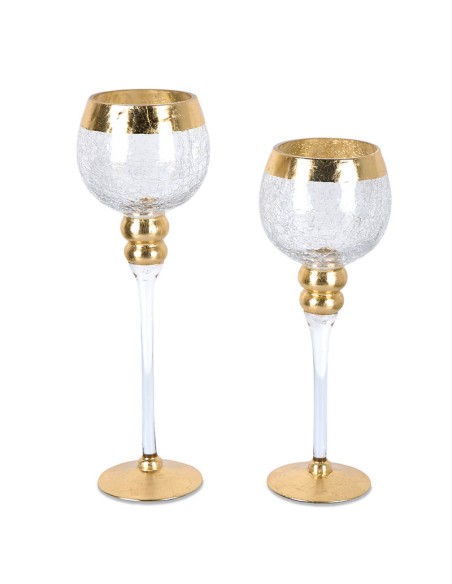Set 2 copas cristal craquelé oro