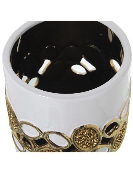 Jarrón Blanco y Dorado Calado