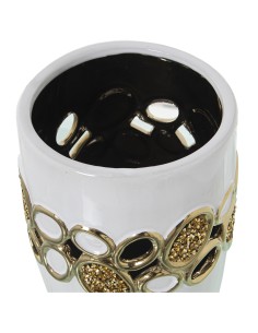 Jarrón calado Blanco y Dorado 2