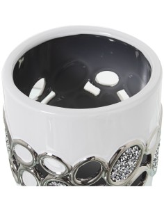 Jarrón Blanco y Plateado Calado 2