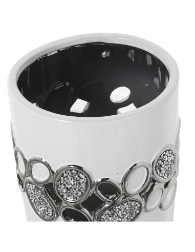 Jarrón calado Blanco y Plateado