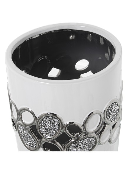 Jarrón calado Blanco y Plateado