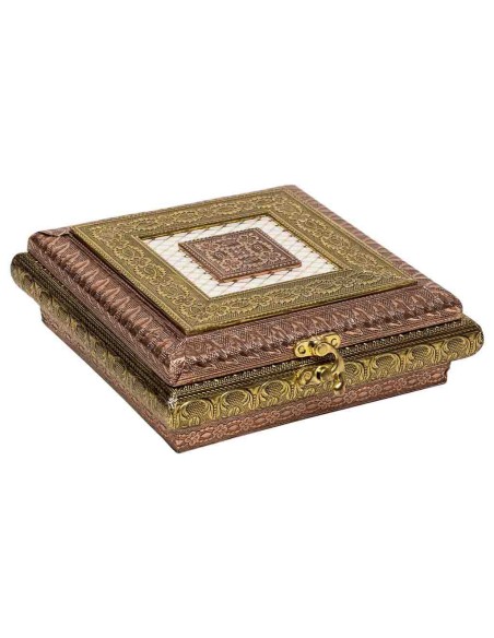 Joyero metal repujado oro y cobre