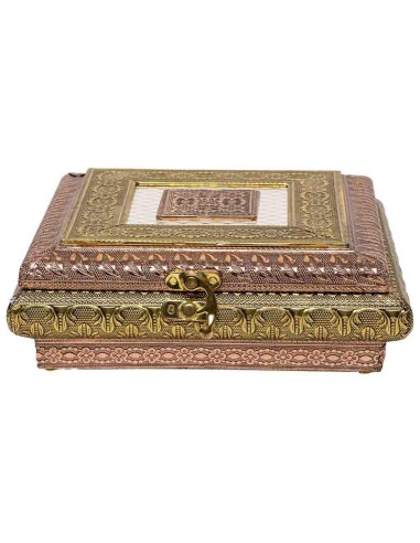 Joyero metal repujado oro y cobre