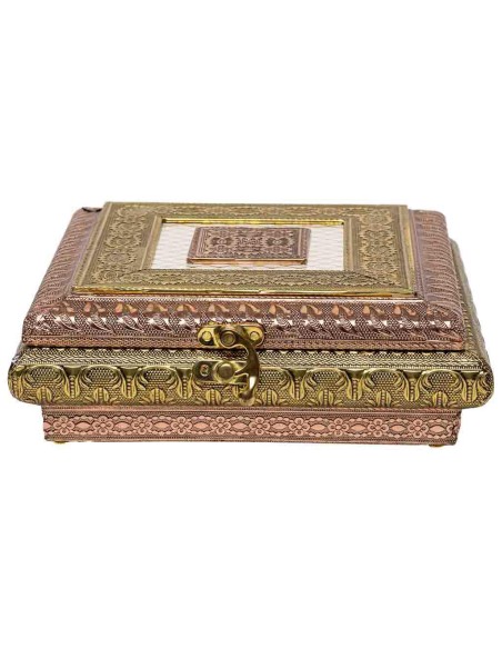 Joyero metal repujado oro y cobre