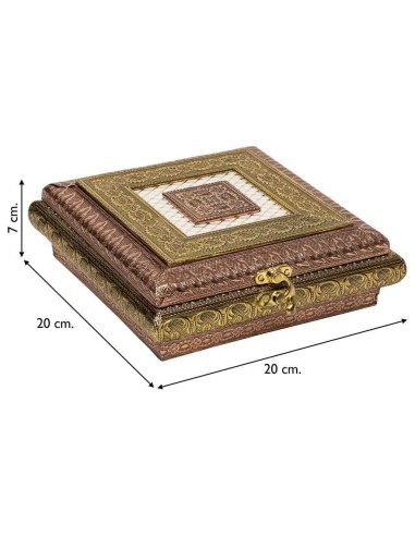 Joyero metal repujado oro y cobre