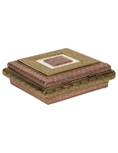 Joyero metal repujado oro y cobre