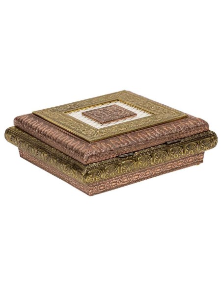 Joyero metal repujado oro y cobre