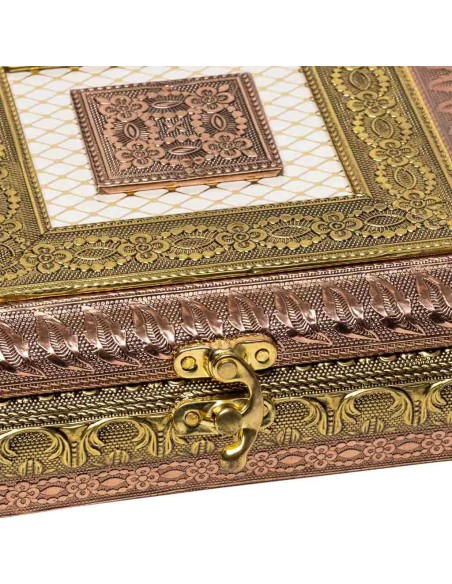 Joyero metal repujado oro y cobre