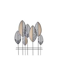 Decoración de pared hojas en metal y madera