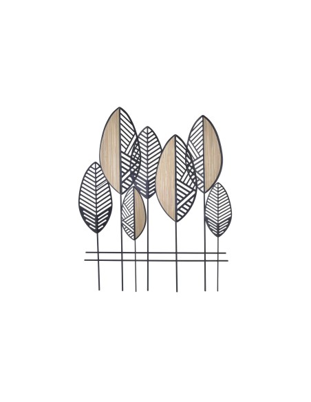Decoración de pared hojas en metal y madera