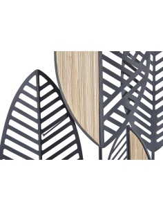 Decoración de pared hojas en metal y madera 2