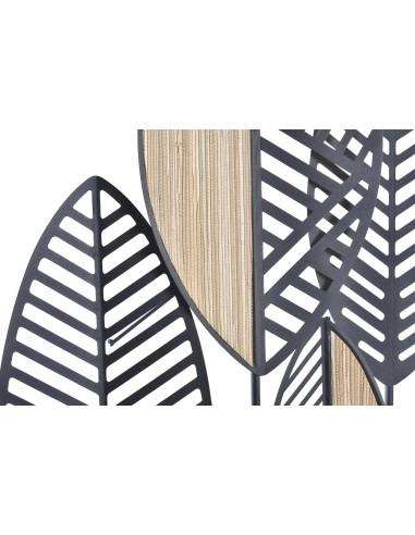 Decoración de pared hojas en metal y madera