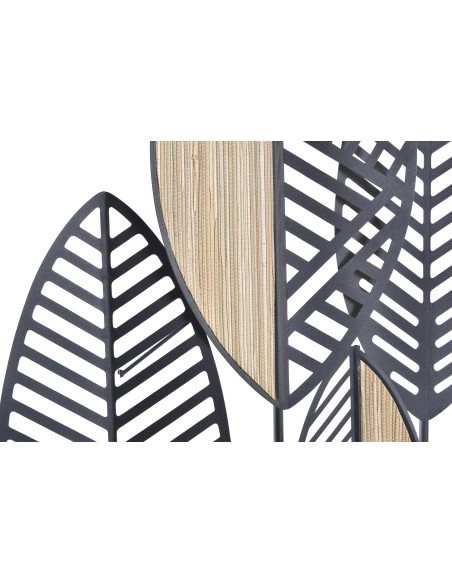 Decoración de pared hojas en metal y madera