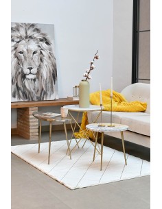 Mesa auxiliar metal oro y base de Mármol 2