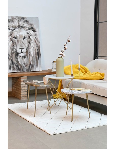 Mesa auxiliar metal oro y base de Mármol