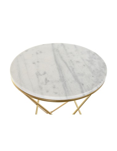 Mesa auxiliar metal oro y base de Mármol