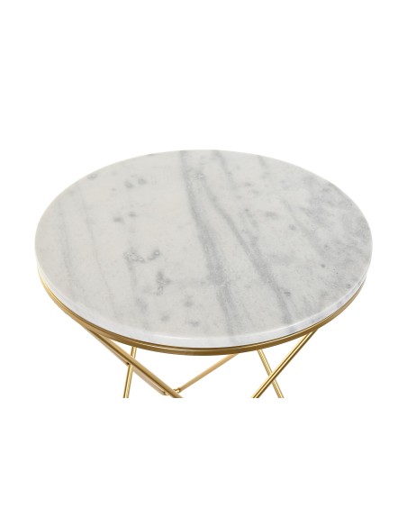Mesa auxiliar metal oro y base de Mármol