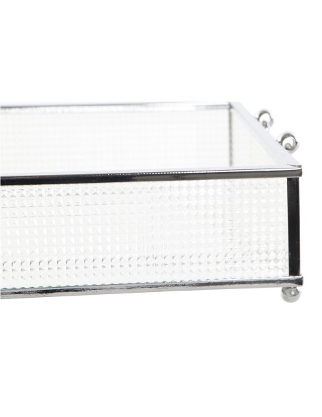 Set de 3 bandejas perfil metálico y cristal