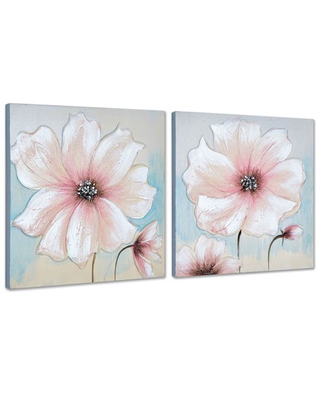Pareja de Cuadros Flores Rosa 40x40 cm