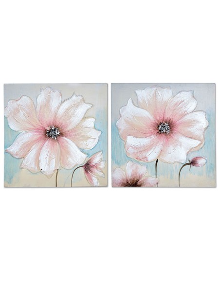Pareja de Cuadros Flores Rosa 40x40 cm