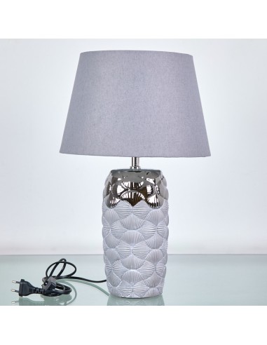 Lámpara de mesa Plata y gris tulipa gris conchas