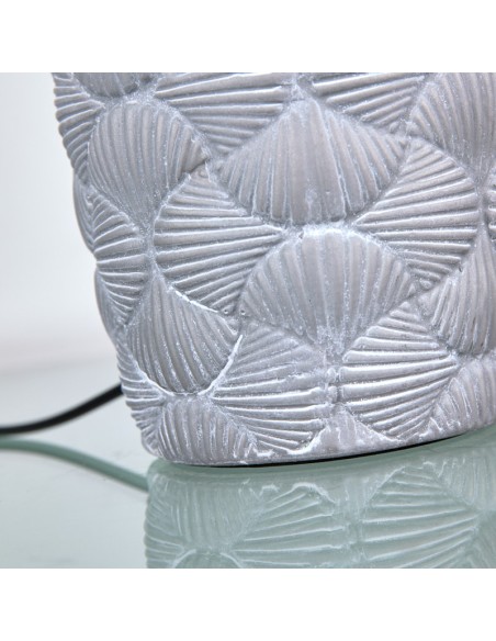 Lámpara de mesa Plata y gris tulipa gris conchas