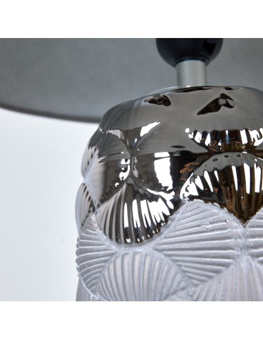 Lámpara de mesa Plata y gris tulipa gris conchas