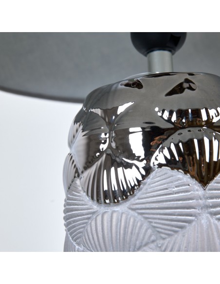 Lámpara de mesa Plata y gris tulipa gris conchas