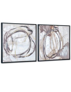 Set de 2 Cuadros Abstractos con Marco Negro