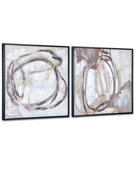 Set de 2 Cuadros Abstractos con Marco Negro