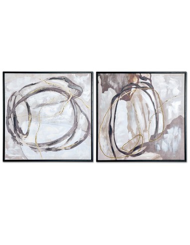 Set de 2 Cuadros Abstractos con Marco Negro