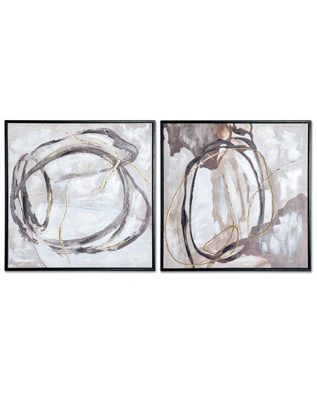 Set de 2 Cuadros Abstractos con Marco Negro