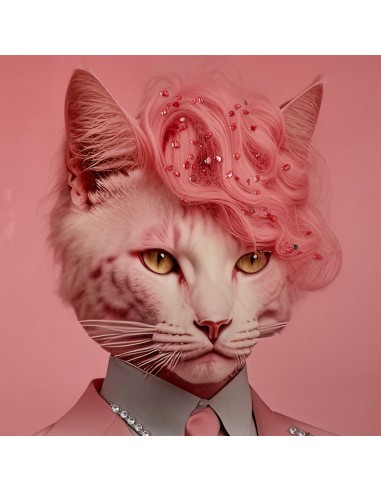 Cuadro Gato Rosa Brillantes