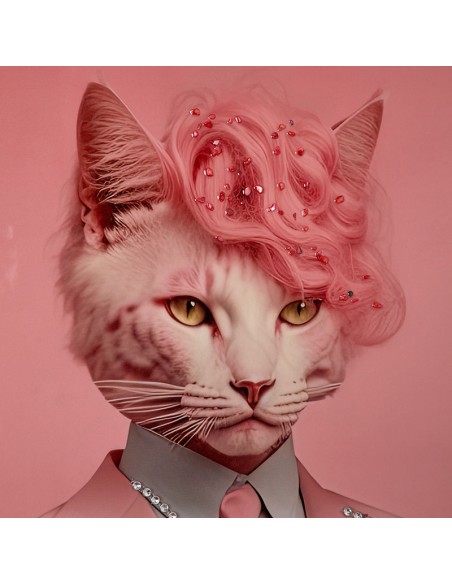 Cuadro Gato Rosa Brillantes