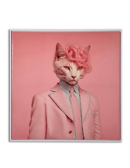 Cuadro Gato Rosa Brillantes