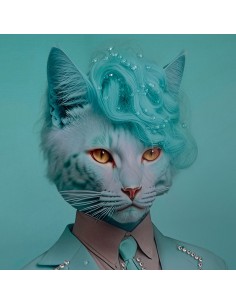 Cuadro Gato Azul Brillantes 2