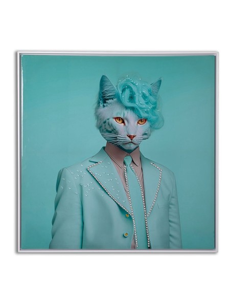 Cuadro Gato Azul Brillantes