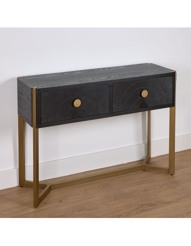 Mueble de Entrada Negro con pie Metal Oro