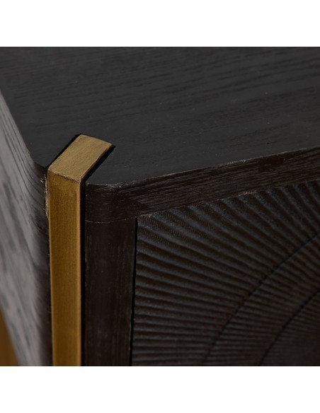 Mueble de Entrada Negro con pie Metal Oro